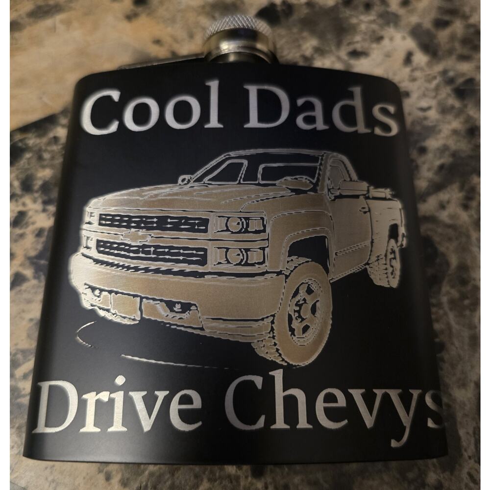Engraved Flask Cool Dads Drive Chevys Fathers Day Grandfather Gift Made To Order